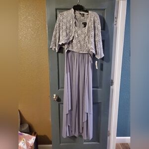 Elegant Silver and Gray Gown with Jacket